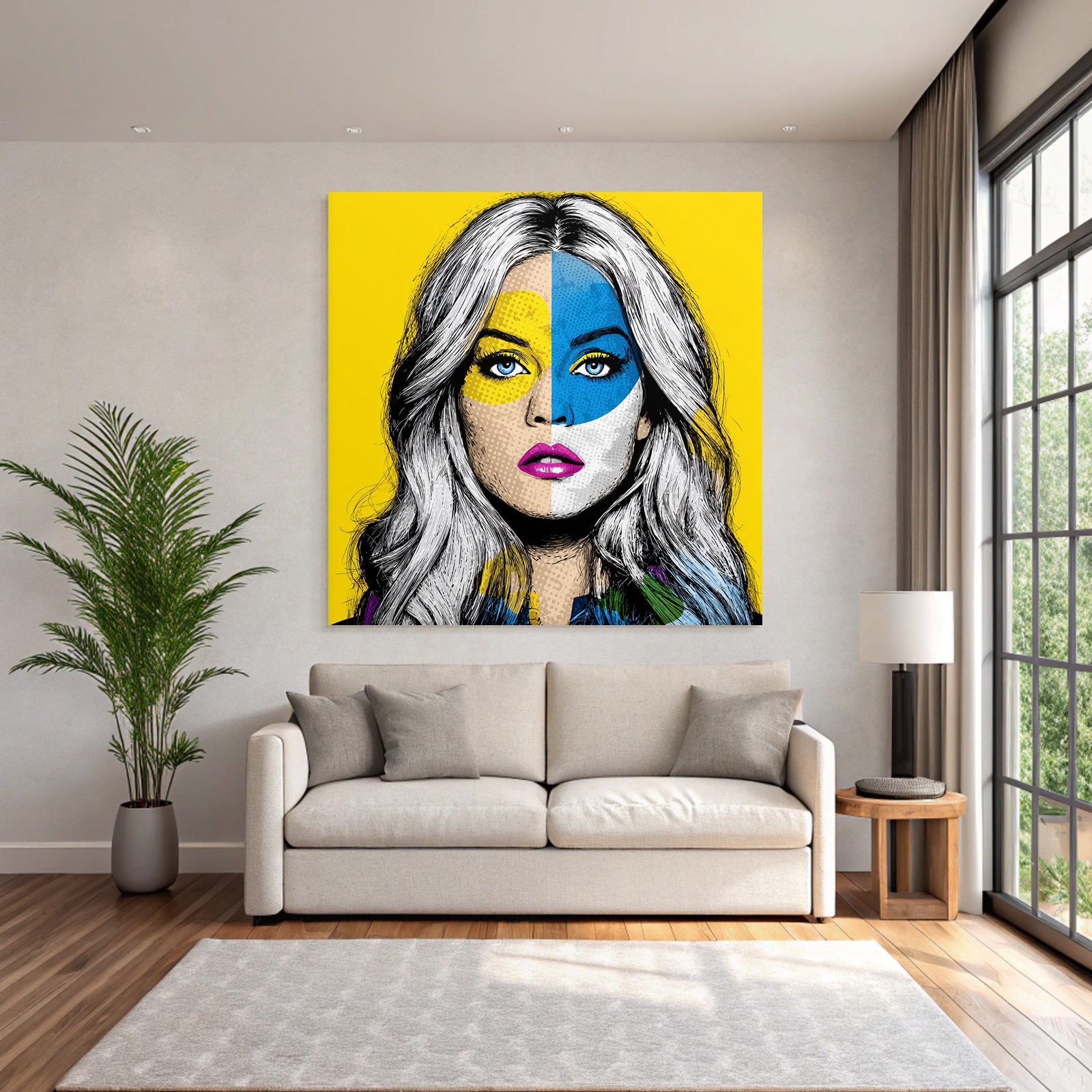 PopArt Bunte Frau Mit Leuchtender Gesichtsbemalung
