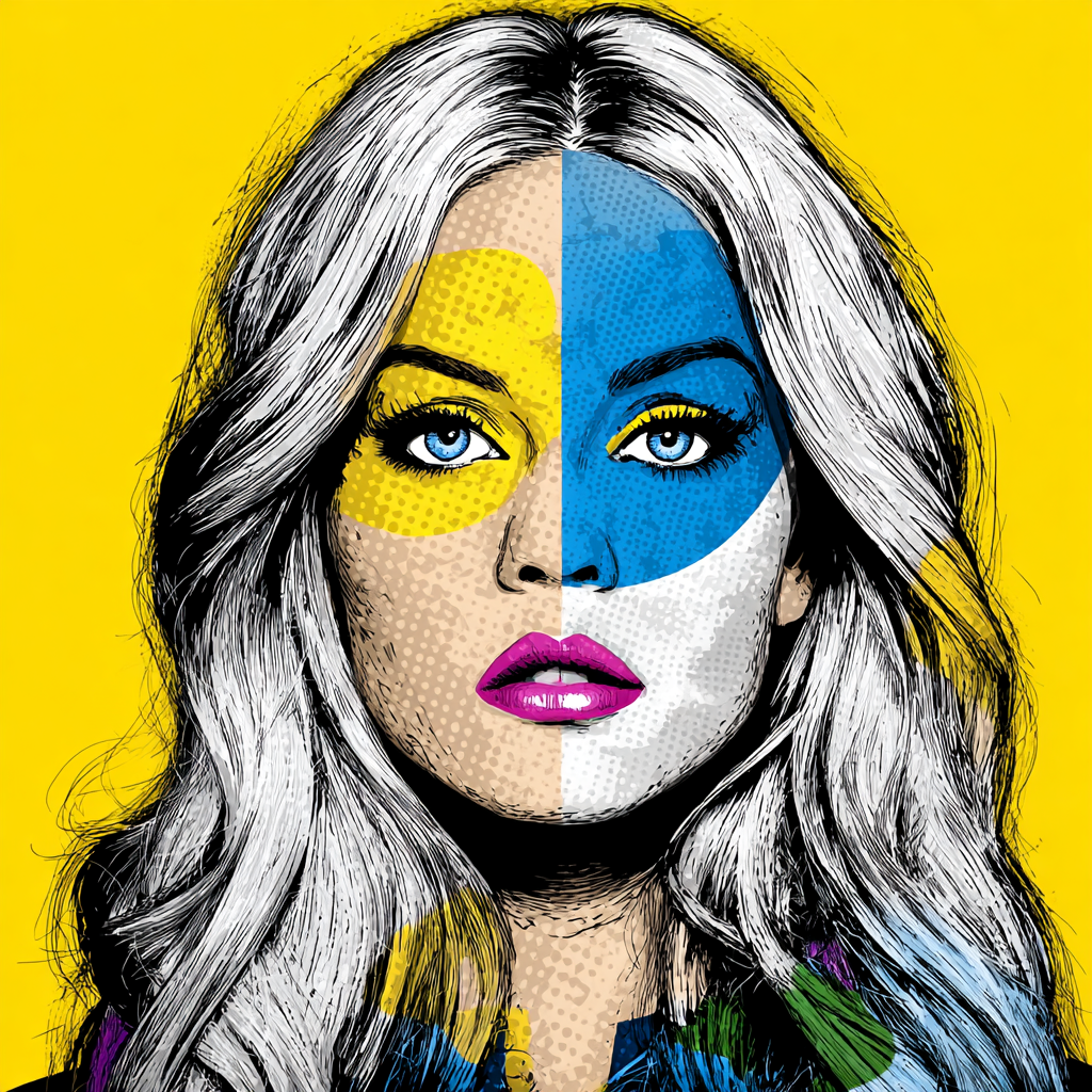 PopArt Bunte Frau Mit Leuchtender Gesichtsbemalung | Pop Art | Stilrichtungen