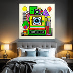 PopArt Bunte Kamera Abstrakt Mit Geometrischen Formen Und Verspieltem Design