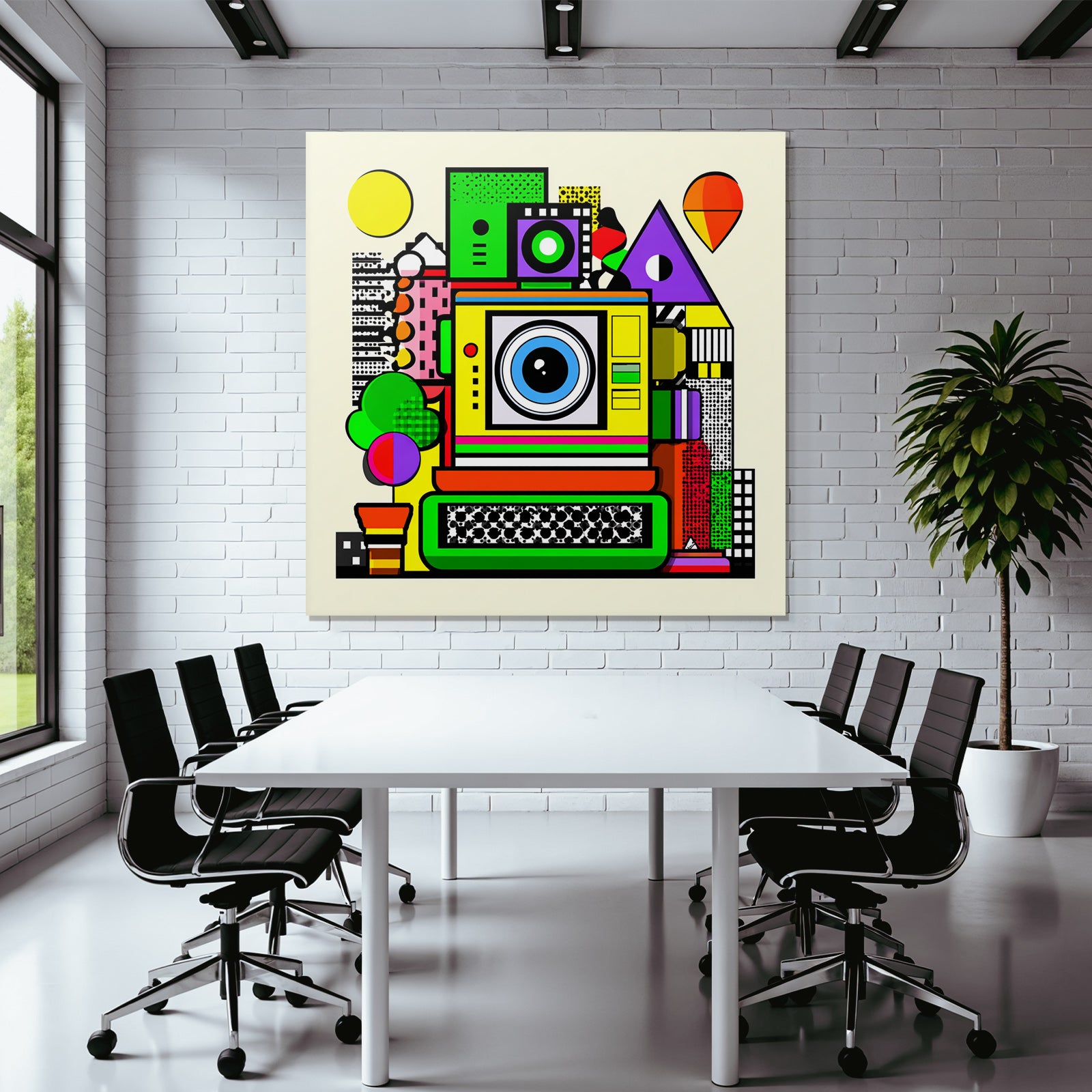 PopArt Bunte Kamera Abstrakt Mit Geometrischen Formen Und Verspieltem Design