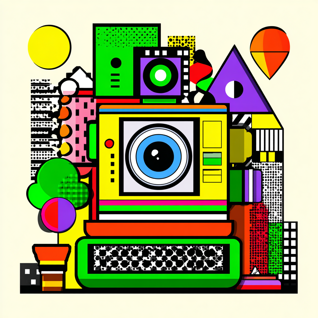 PopArt Bunte Kamera Abstrakt Mit Geometrischen Formen Und Verspieltem Design | Pop Art | Stilrichtungen