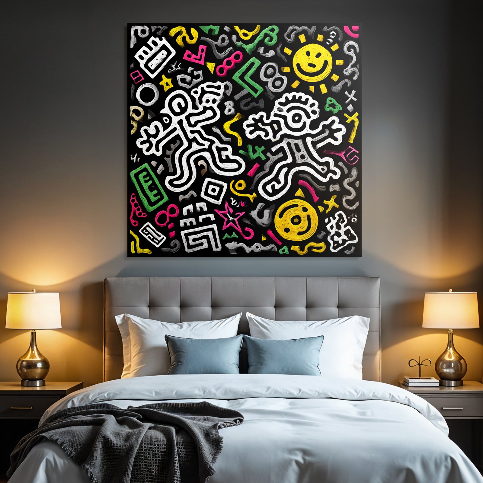 PopArt Bunte Abstrakte Illustration Mit Verspielten Figuren Im Strassenkunst Stil