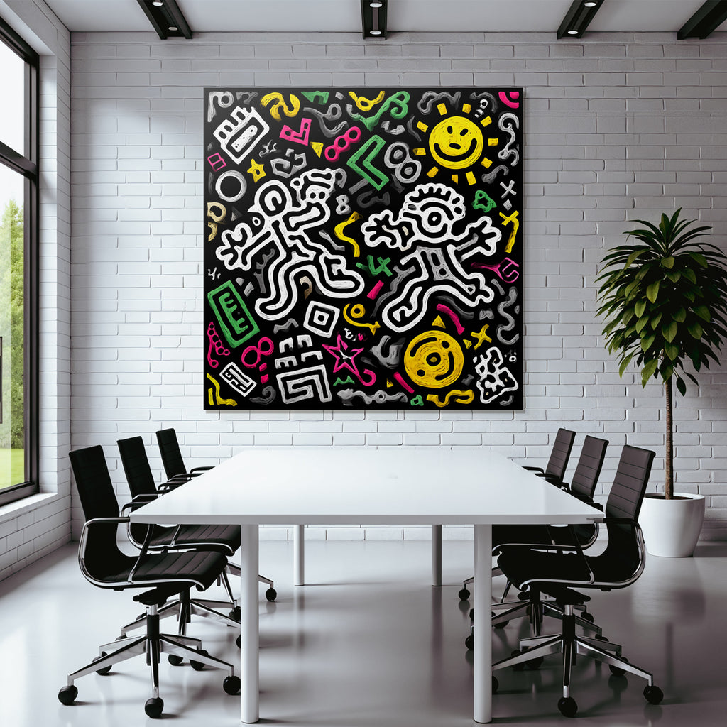 PopArt Bunte Abstrakte Illustration Mit Verspielten Figuren Im Strassenkunst Stil