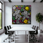 PopArt Bunte Abstrakte Illustration Mit Verspielten Figuren Im Strassenkunst Stil