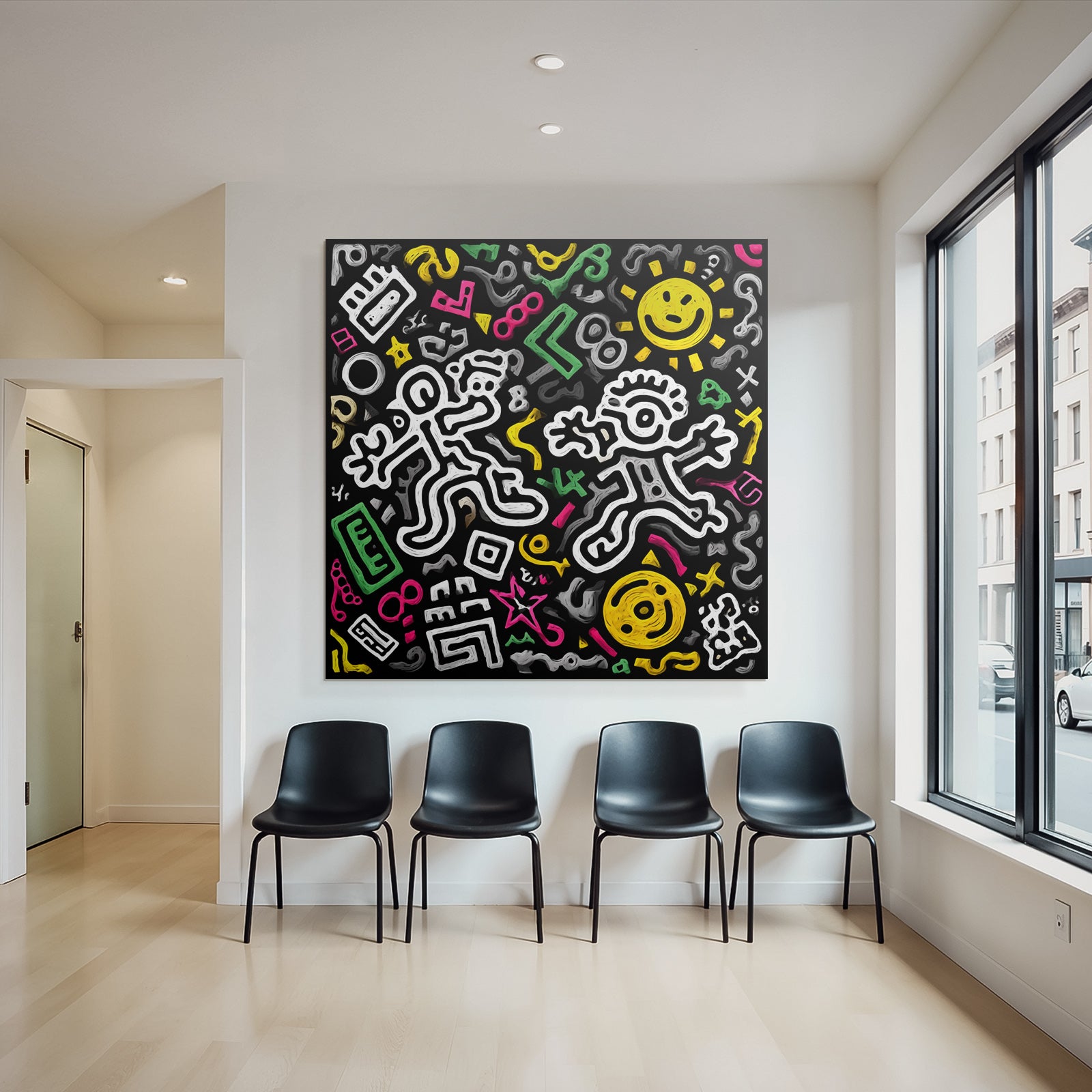 PopArt Bunte Abstrakte Illustration Mit Verspielten Figuren Im Strassenkunst Stil