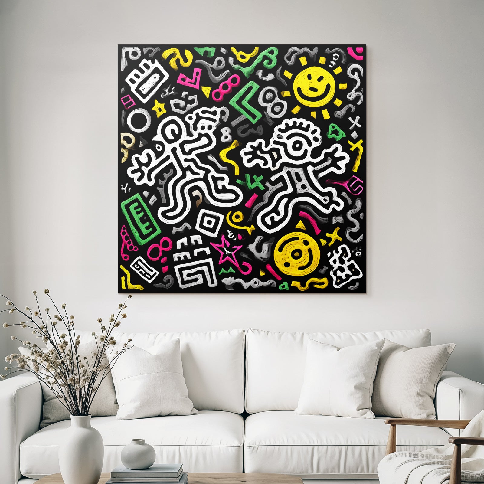 PopArt Bunte Abstrakte Illustration Mit Verspielten Figuren Im Strassenkunst Stil