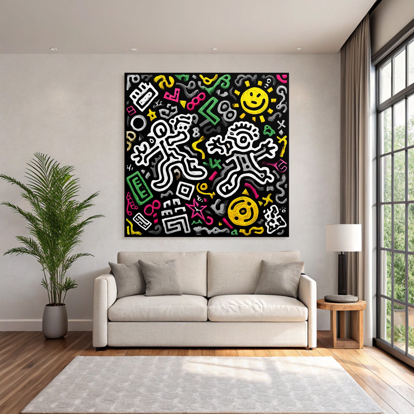 PopArt Bunte Abstrakte Illustration Mit Verspielten Figuren Im Strassenkunst Stil