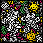 PopArt Bunte Abstrakte Illustration Mit Verspielten Figuren Im Strassenkunst Stil | Pop Art | Stilrichtungen