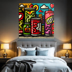 PopArt Bunte Dosen Street Art Urbaner Himmel Und Gebaeude
