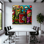 PopArt Bunte Dosen Street Art Urbaner Himmel Und Gebaeude