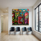 PopArt Bunte Dosen Street Art Urbaner Himmel Und Gebaeude