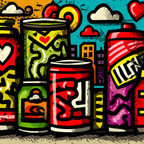 PopArt Bunte Dosen Street Art Urbaner Himmel Und Gebaeude | Pop Art | Stilrichtungen
