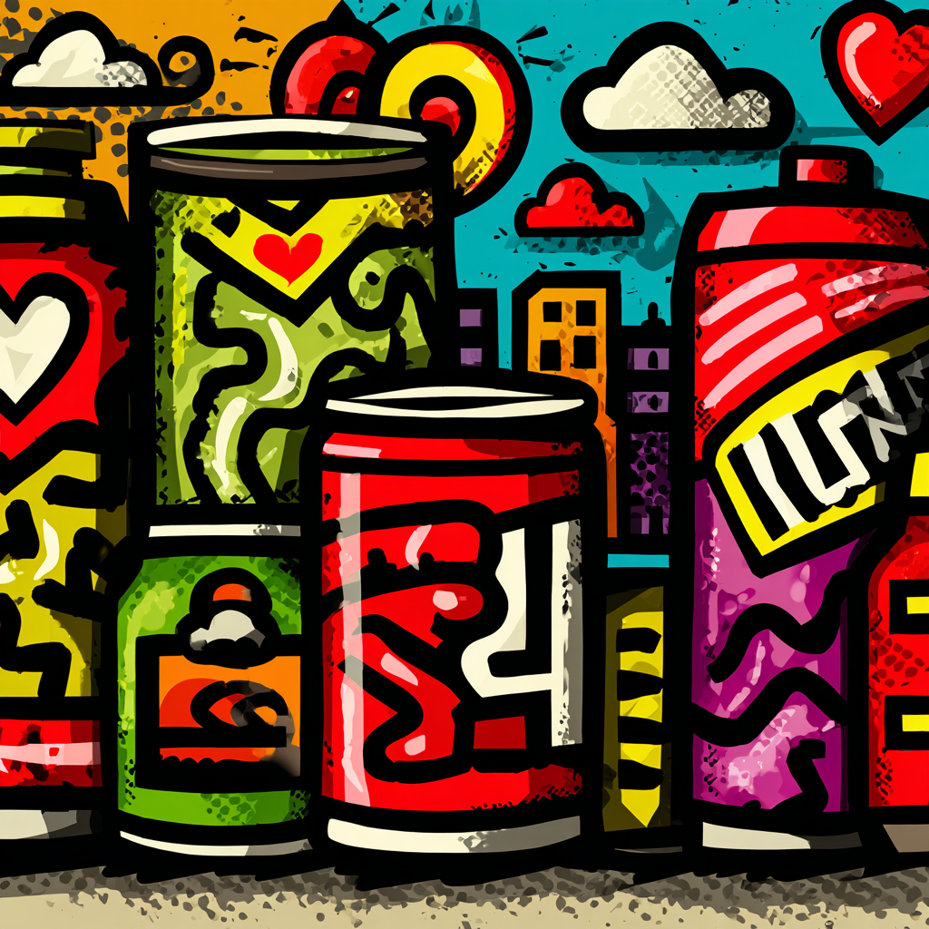 PopArt Bunte Dosen Street Art Urbaner Himmel Und Gebaeude | Pop Art | Stilrichtungen