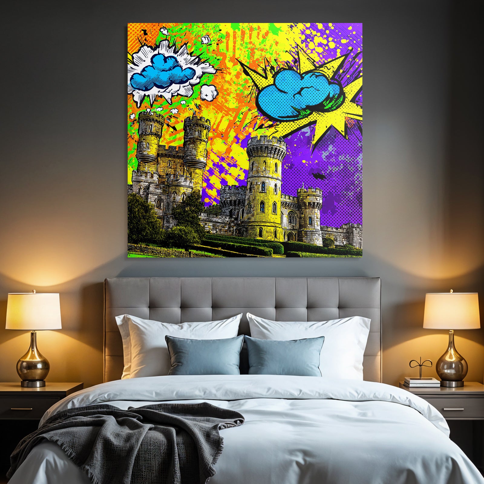 PopArt Buntes Schloss Mit Türmen Und Popart Akzenten