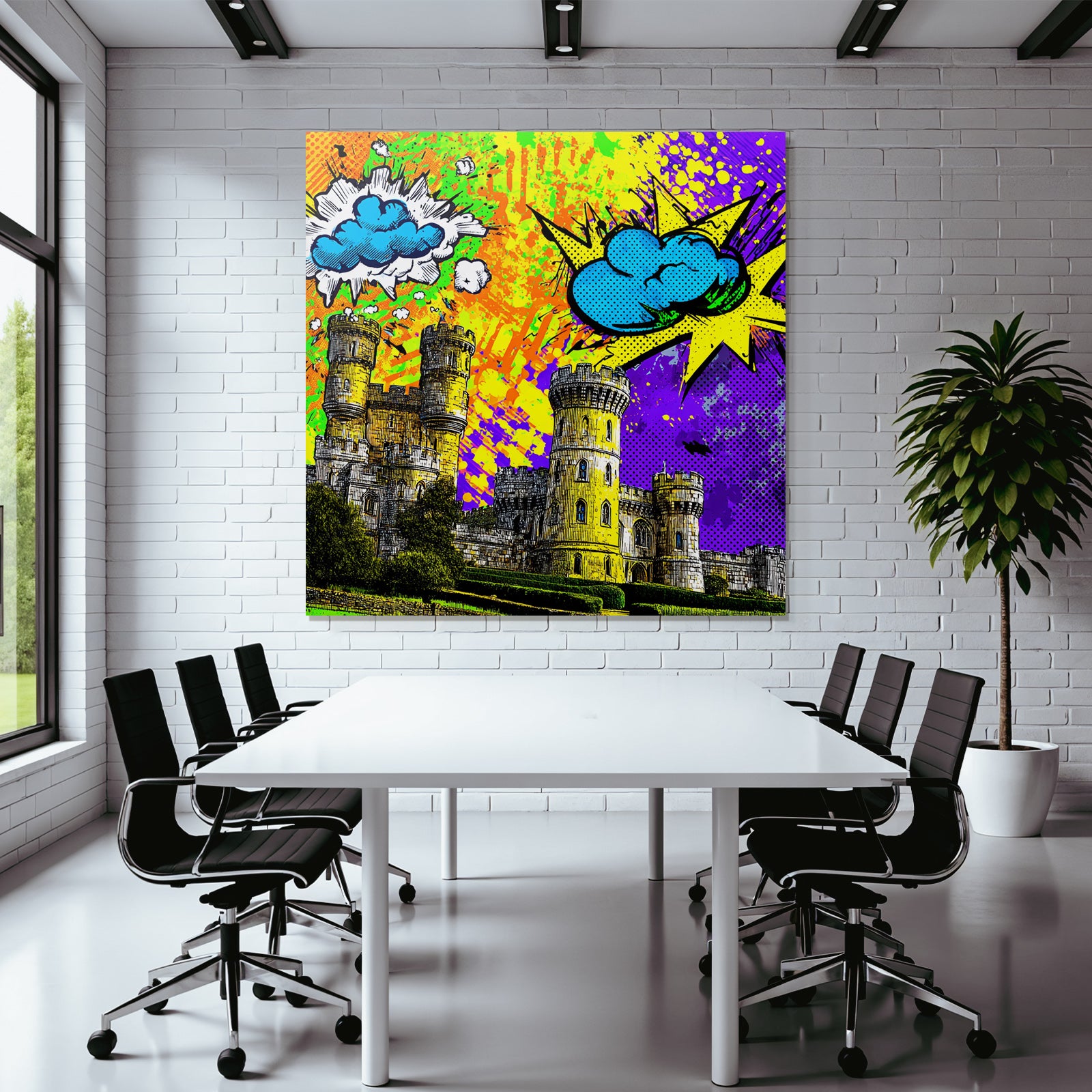 PopArt Buntes Schloss Mit Türmen Und Popart Akzenten