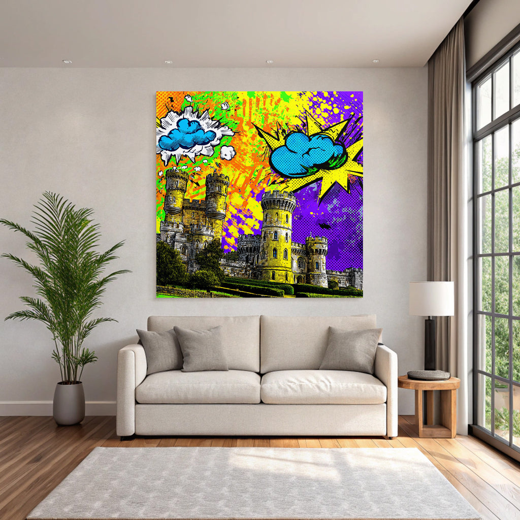 PopArt Buntes Schloss Mit Türmen Und Popart Akzenten