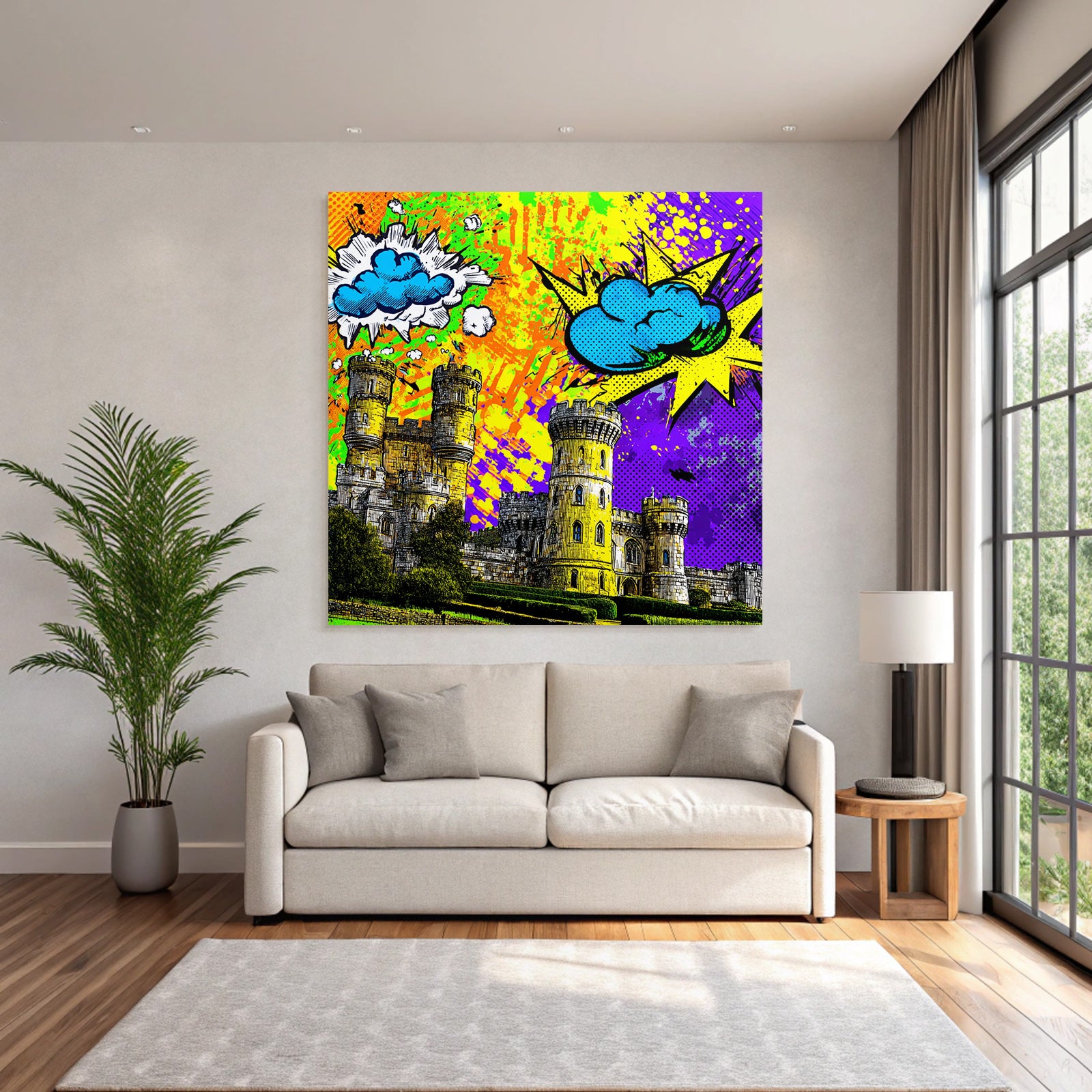 PopArt Buntes Schloss Mit Türmen Und Popart Akzenten