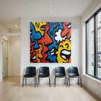 PopArt Buntes Kunstwerk Mit Stilisierten Gesichtern
