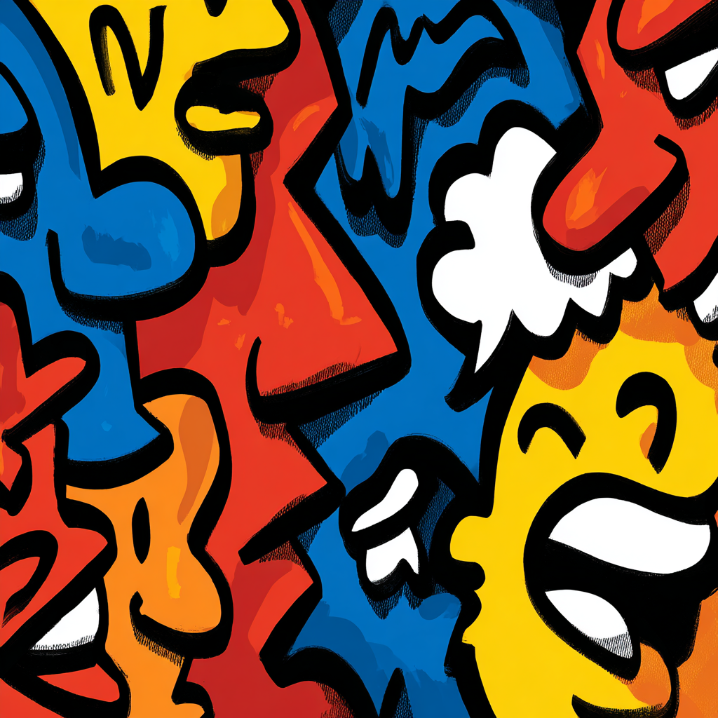 PopArt Buntes Kunstwerk Mit Stilisierten Gesichtern | Pop Art | Stilrichtungen