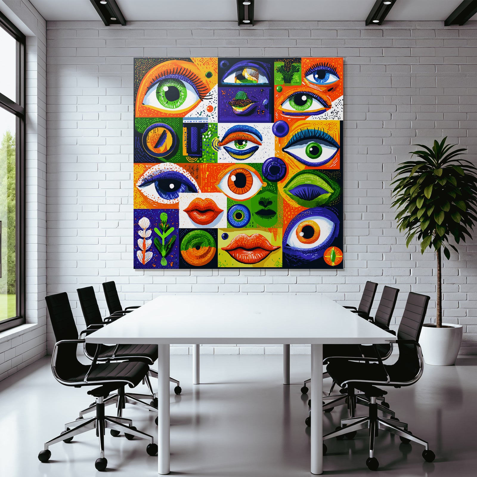 PopArt Die Bunte Collage Der Augen Lippen Und Abstrakten Formen