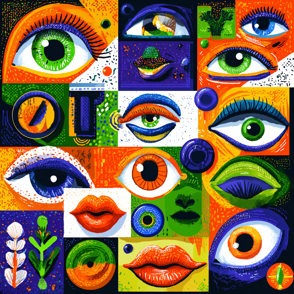 PopArt Die Bunte Collage Der Augen Lippen Und Abstrakten Formen | Pop Art | Stilrichtungen