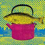 PopArt Fisch In Buntem Topf Mit Gepunktetem Hintergrund | Pop Art | Stilrichtungen