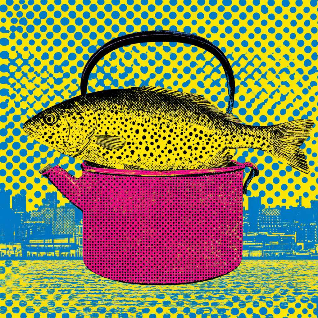 PopArt Fisch In Buntem Topf Mit Gepunktetem Hintergrund | Pop Art | Stilrichtungen
