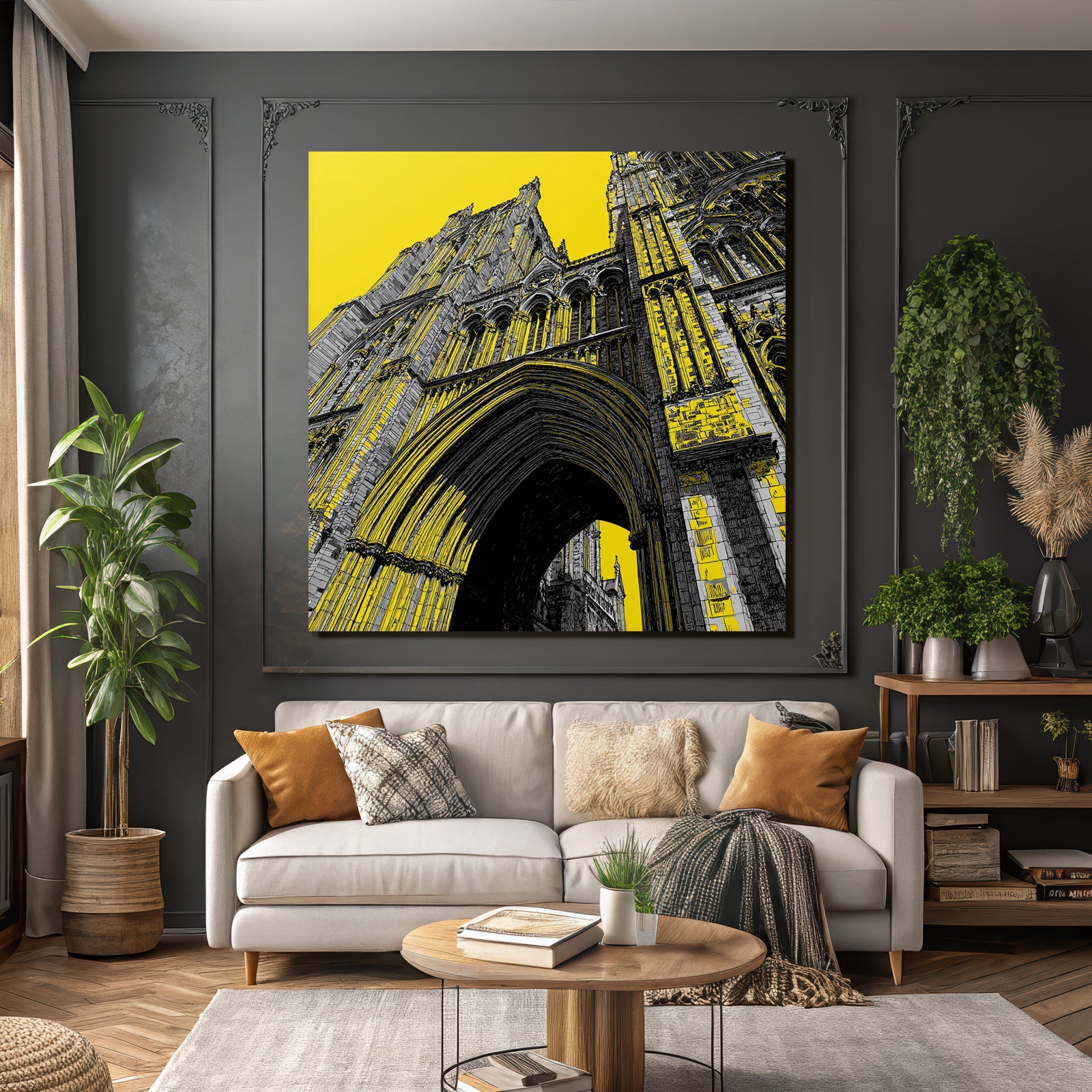 PopArt Kathedrale Blick Von Unten Mit Gelben Akzenten