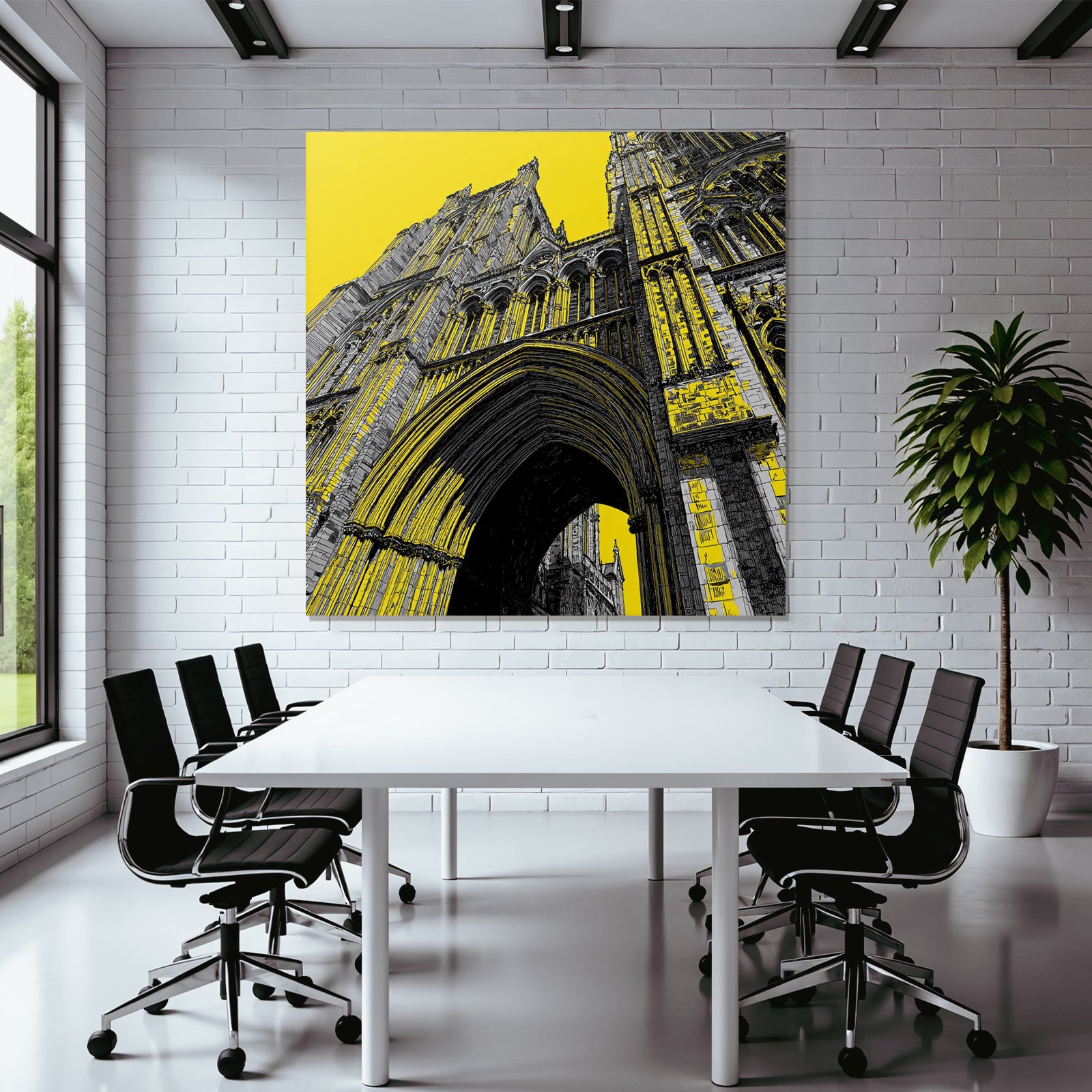 PopArt Kathedrale Blick Von Unten Mit Gelben Akzenten