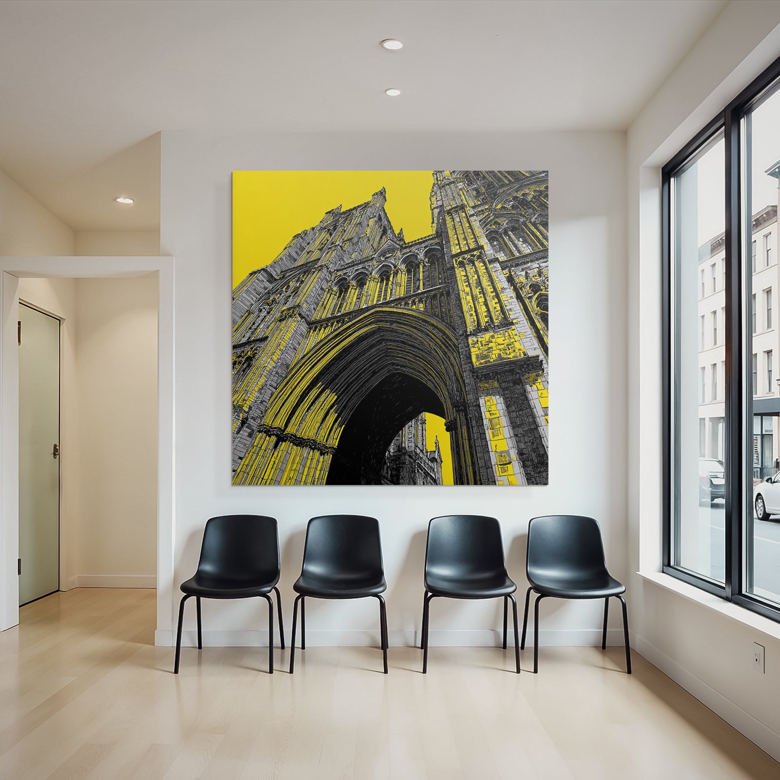 PopArt Kathedrale Blick Von Unten Mit Gelben Akzenten