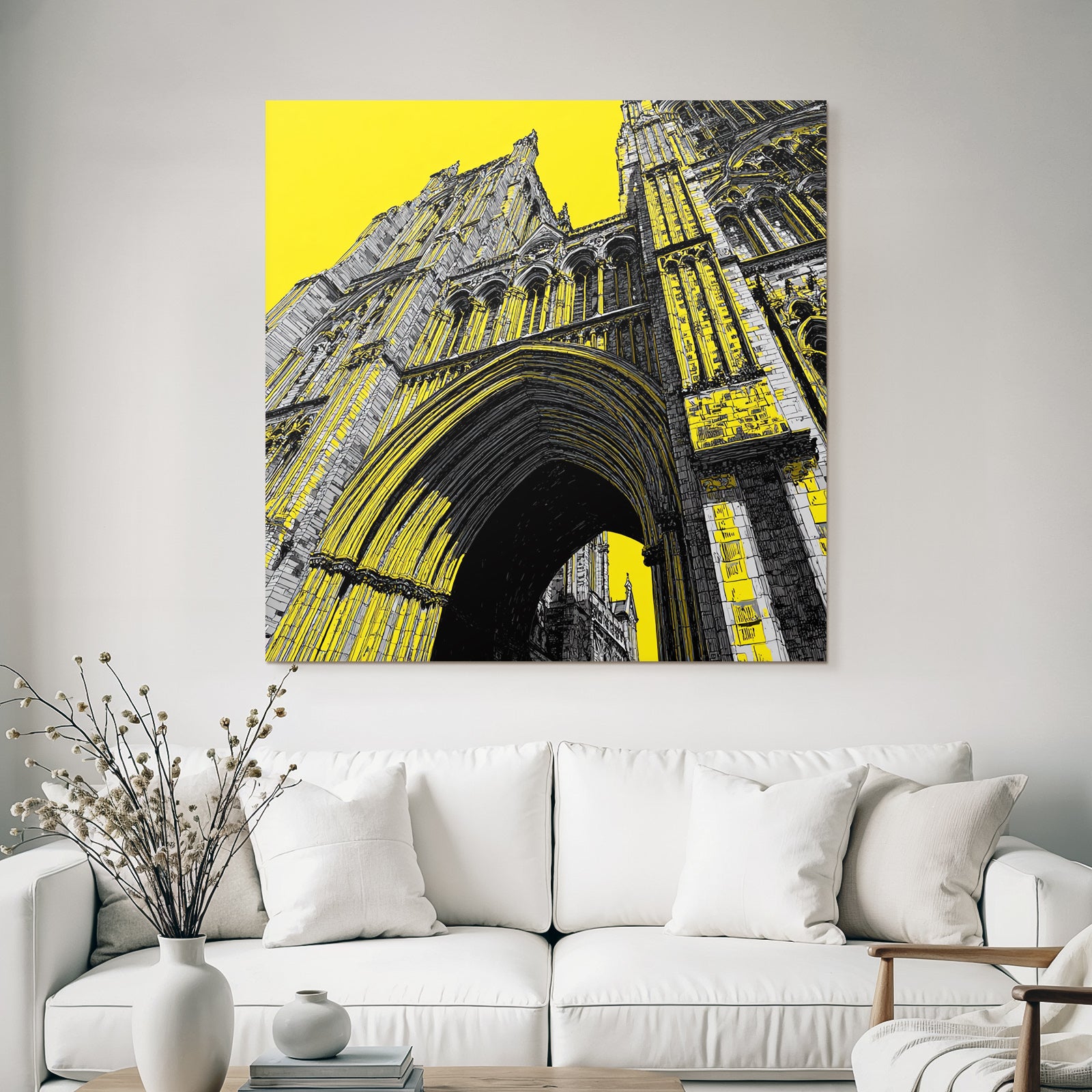 PopArt Kathedrale Blick Von Unten Mit Gelben Akzenten