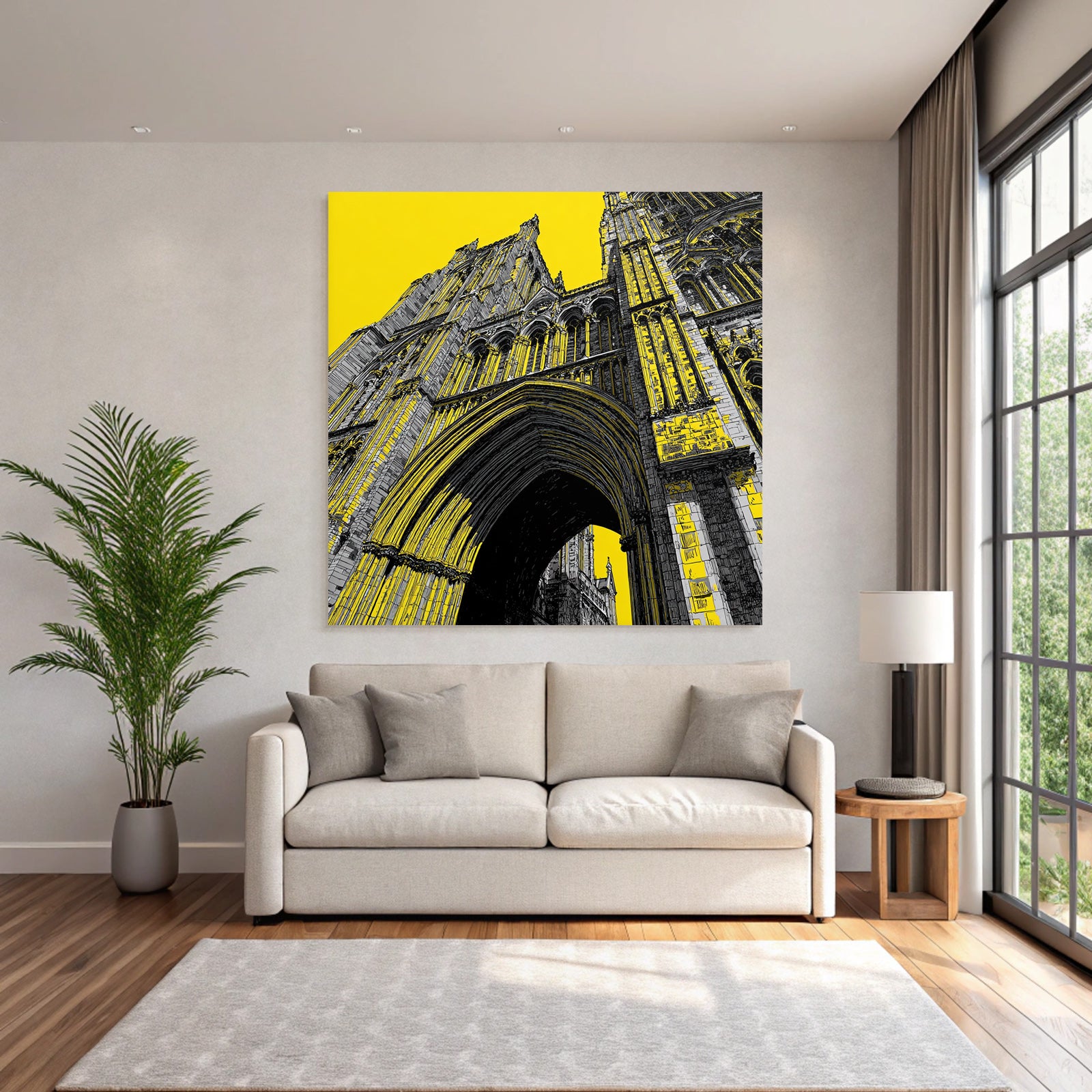 PopArt Kathedrale Blick Von Unten Mit Gelben Akzenten