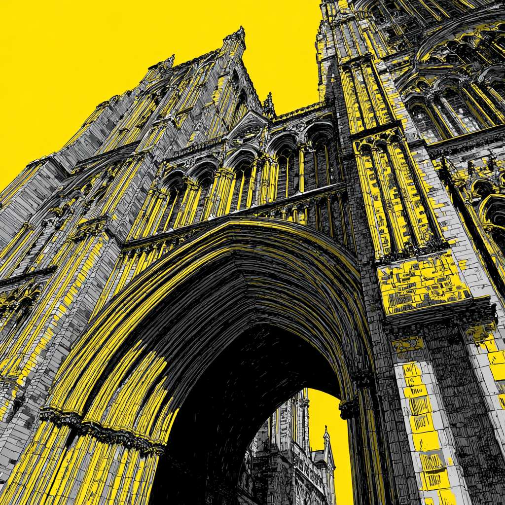 PopArt Kathedrale Blick Von Unten Mit Gelben Akzenten | Pop Art | Stilrichtungen