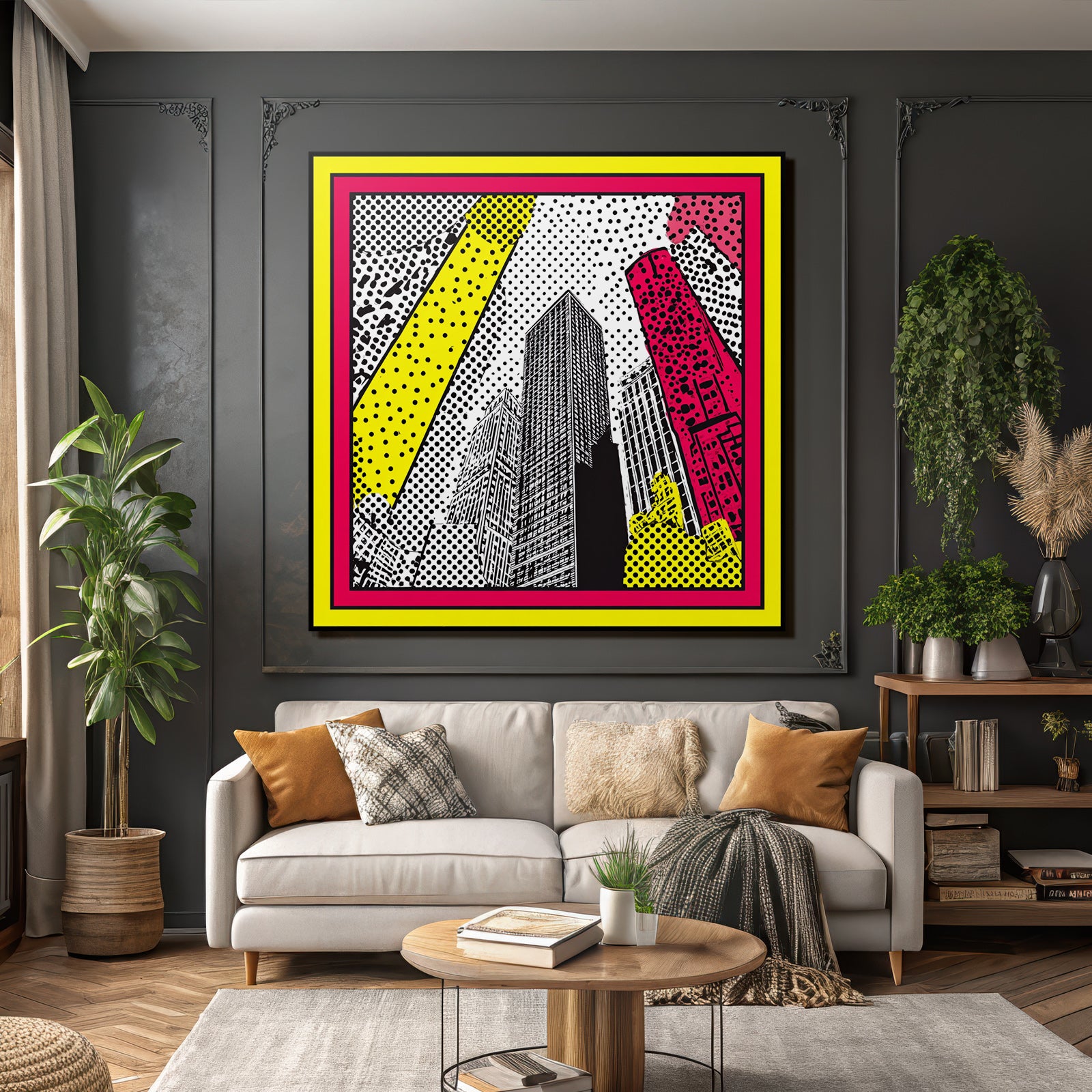 PopArt Moderne Stadtlandschaft Mit Hochhaeusern Im Stil