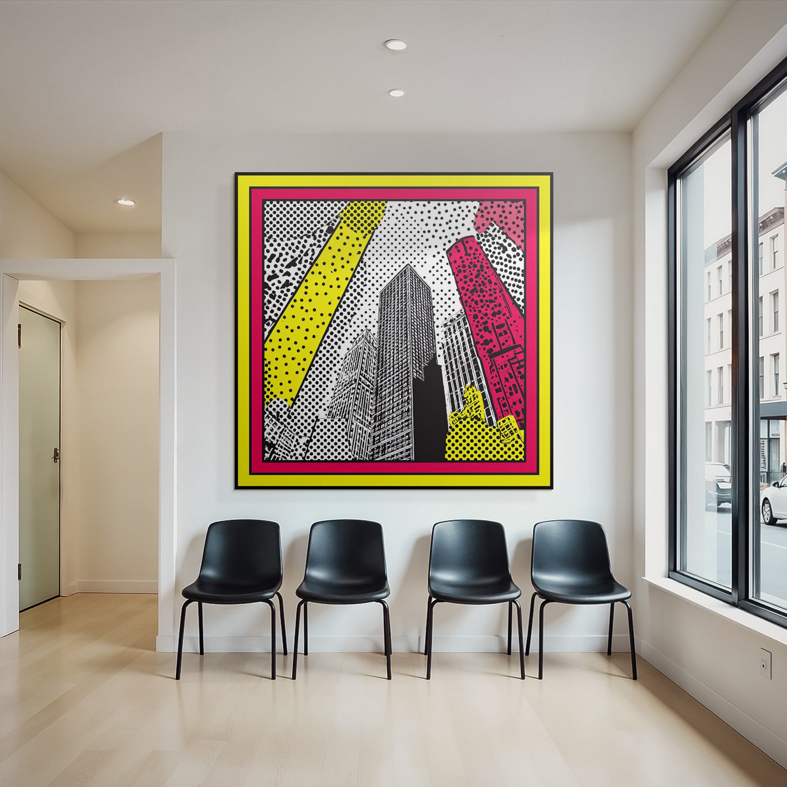 PopArt Moderne Stadtlandschaft Mit Hochhaeusern Im Stil