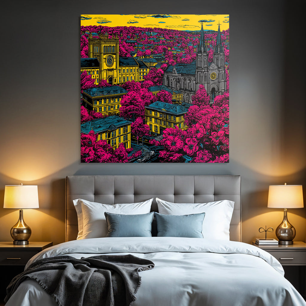 PopArt Moderne Stadtlandschaft Mit Lebendigen Farben