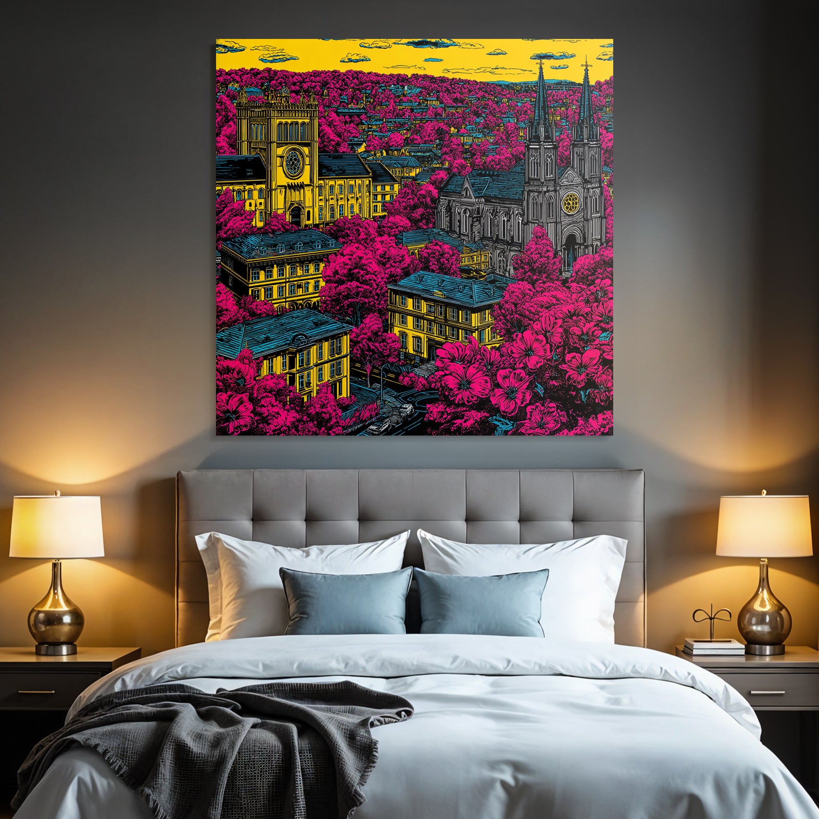 PopArt Moderne Stadtlandschaft Mit Lebendigen Farben