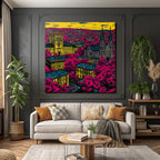 PopArt Moderne Stadtlandschaft Mit Lebendigen Farben
