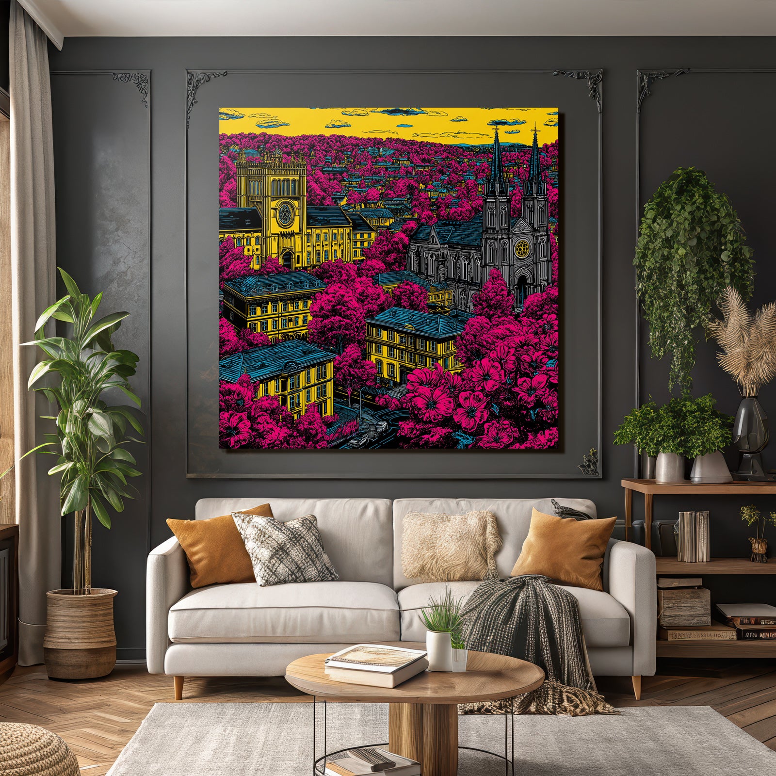 PopArt Moderne Stadtlandschaft Mit Lebendigen Farben