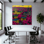 PopArt Moderne Stadtlandschaft Mit Lebendigen Farben