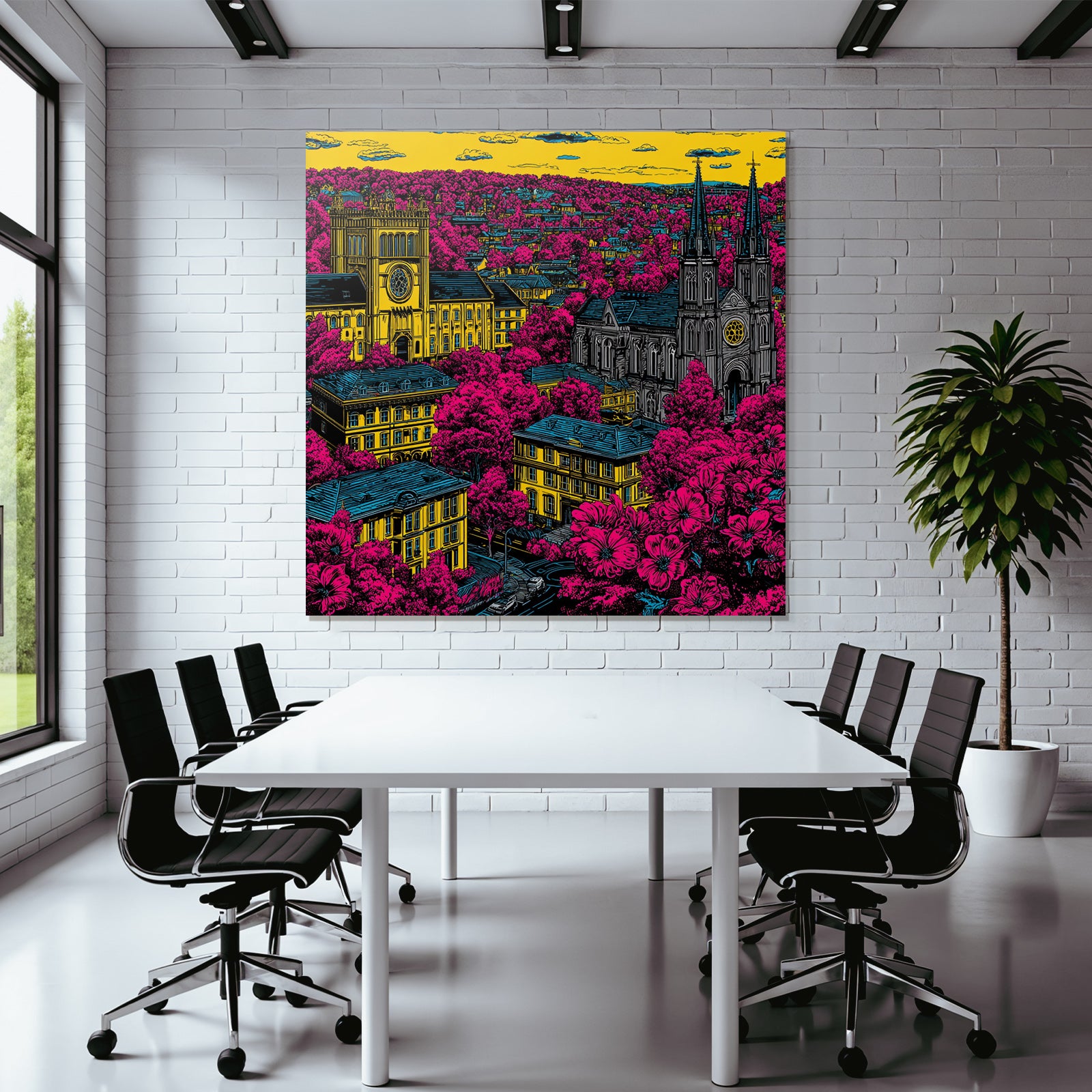 PopArt Moderne Stadtlandschaft Mit Lebendigen Farben