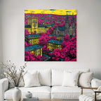 PopArt Moderne Stadtlandschaft Mit Lebendigen Farben