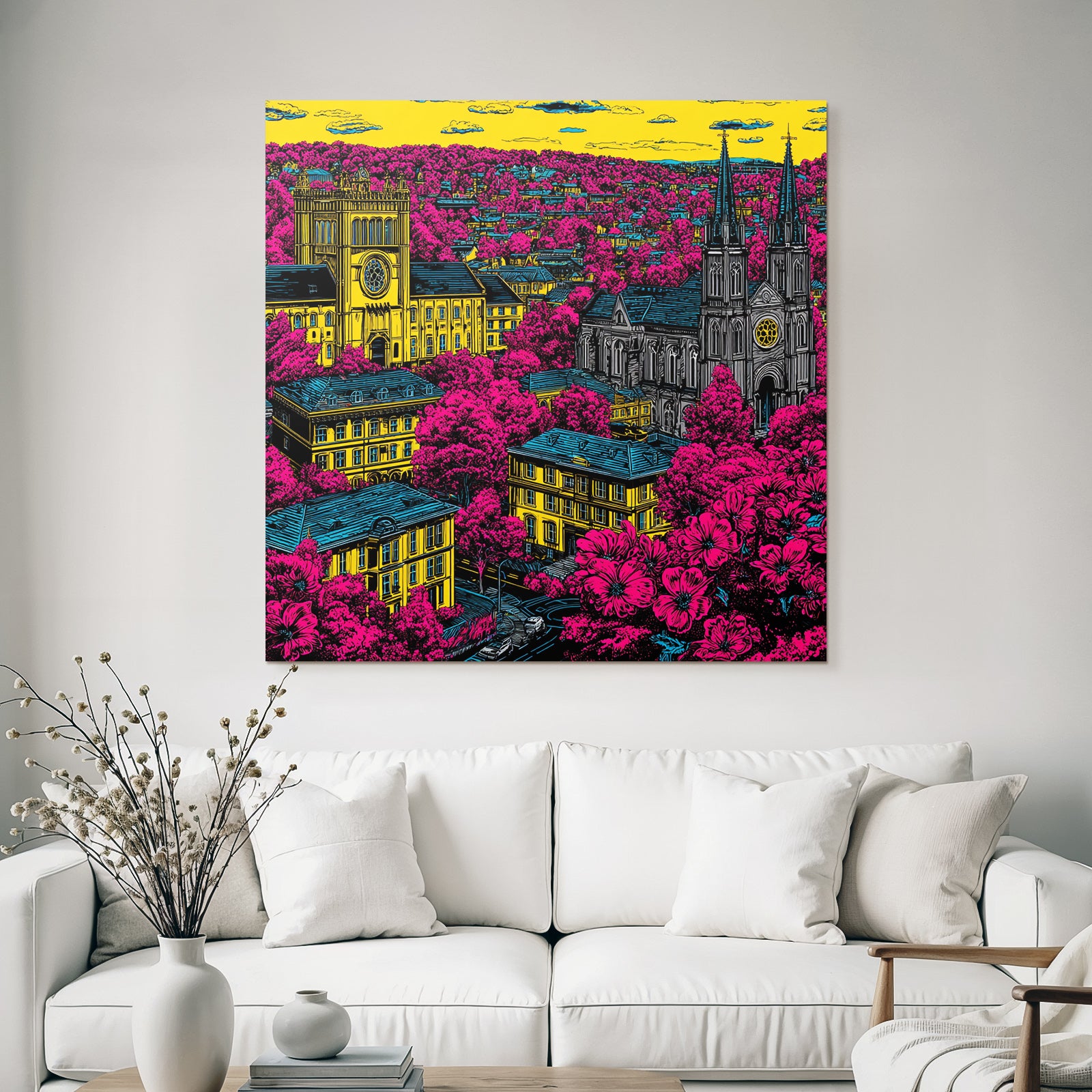PopArt Moderne Stadtlandschaft Mit Lebendigen Farben