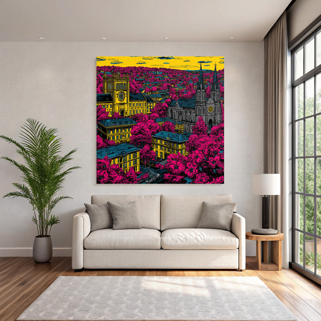 PopArt Moderne Stadtlandschaft Mit Lebendigen Farben