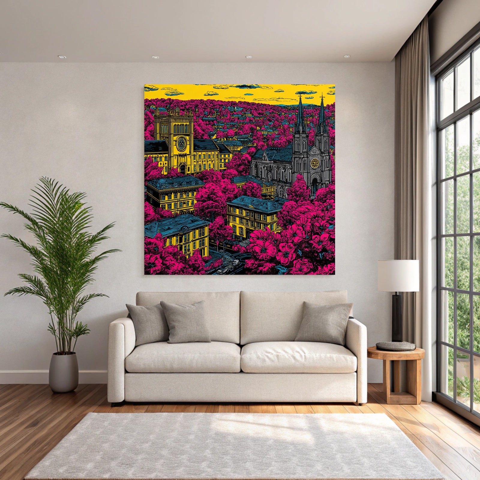 PopArt Moderne Stadtlandschaft Mit Lebendigen Farben