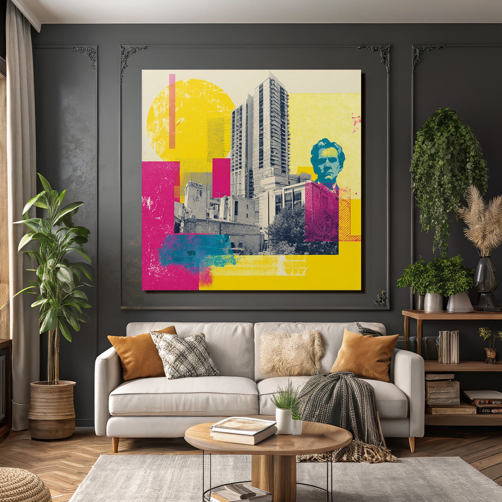 PopArt Modernes Stadtbild Mit Person Und Ruine