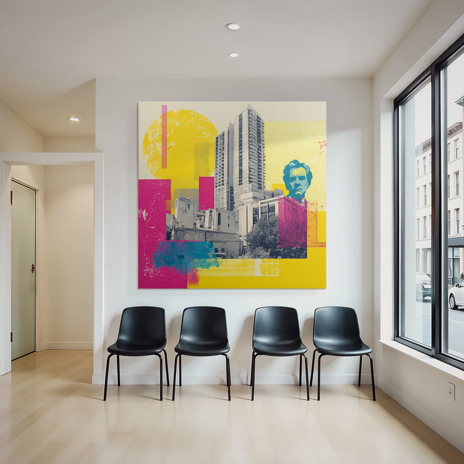 PopArt Modernes Stadtbild Mit Person Und Ruine