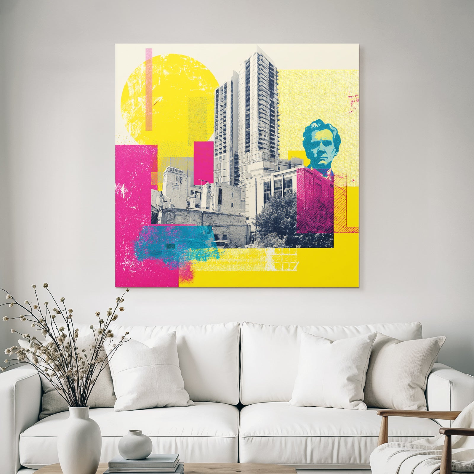 PopArt Modernes Stadtbild Mit Person Und Ruine