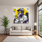 PopArt Nachdenklicher Mann In Beanie Und Sonnenbrille