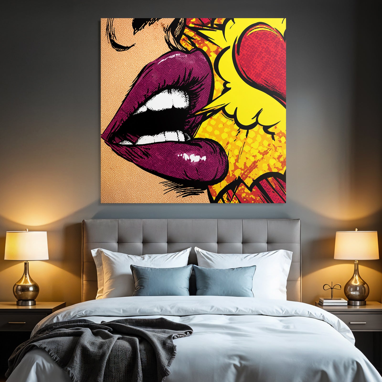 PopArt Nahaufnahme Frau Mund Popartstil Feurige Intensität